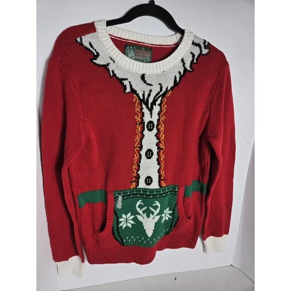 Ugly Christmas Sweater Brand Medium Santa Suit Size Small - Picture 1 of 6